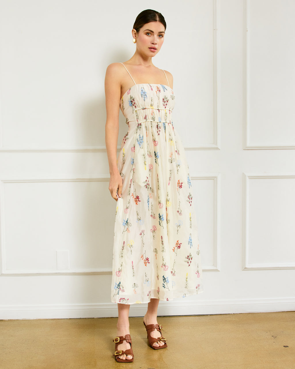 CHICLINE[チックライン] Liona Floral Chiffon Belt Dress Fiori maxi dress – Line & Dot