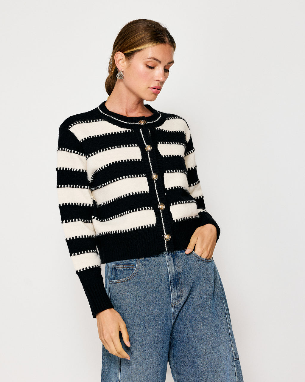 MINT NeKO　黒　ストライプカーディガン　NAOTO Smell Ya Later Cardigan – Steady Hands