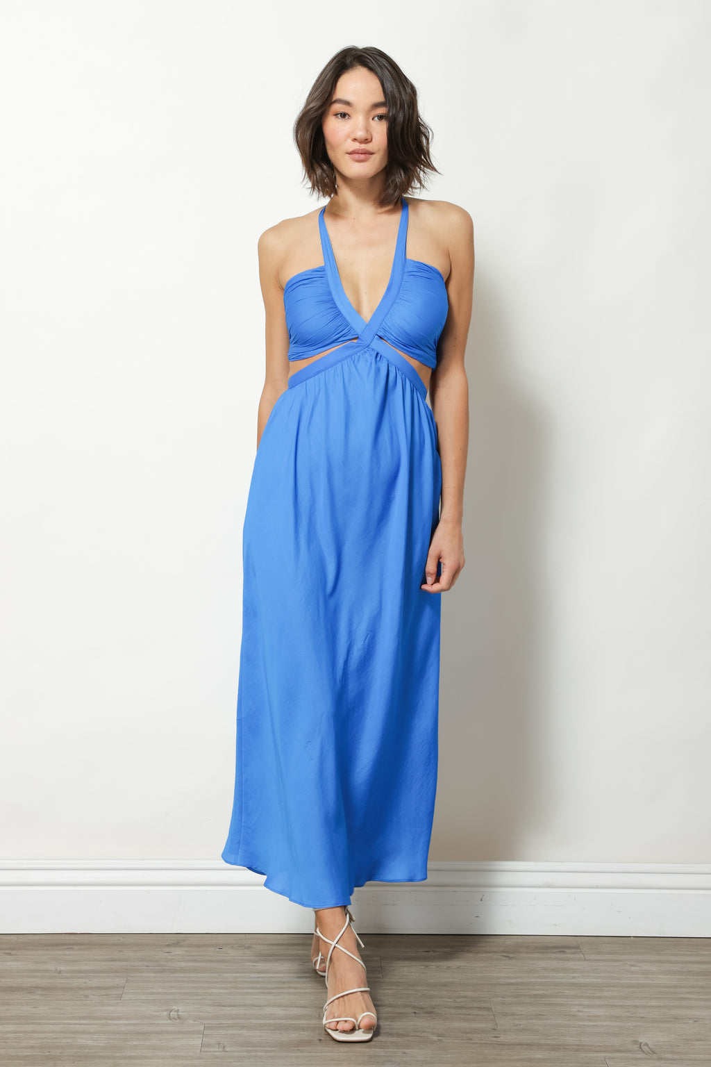 kara line dresses MIDI DRESS – & Dot Deep V Neck Dress Made from a Ponte Color:Super White/Navy Stripe Tiered Maxi Dress With