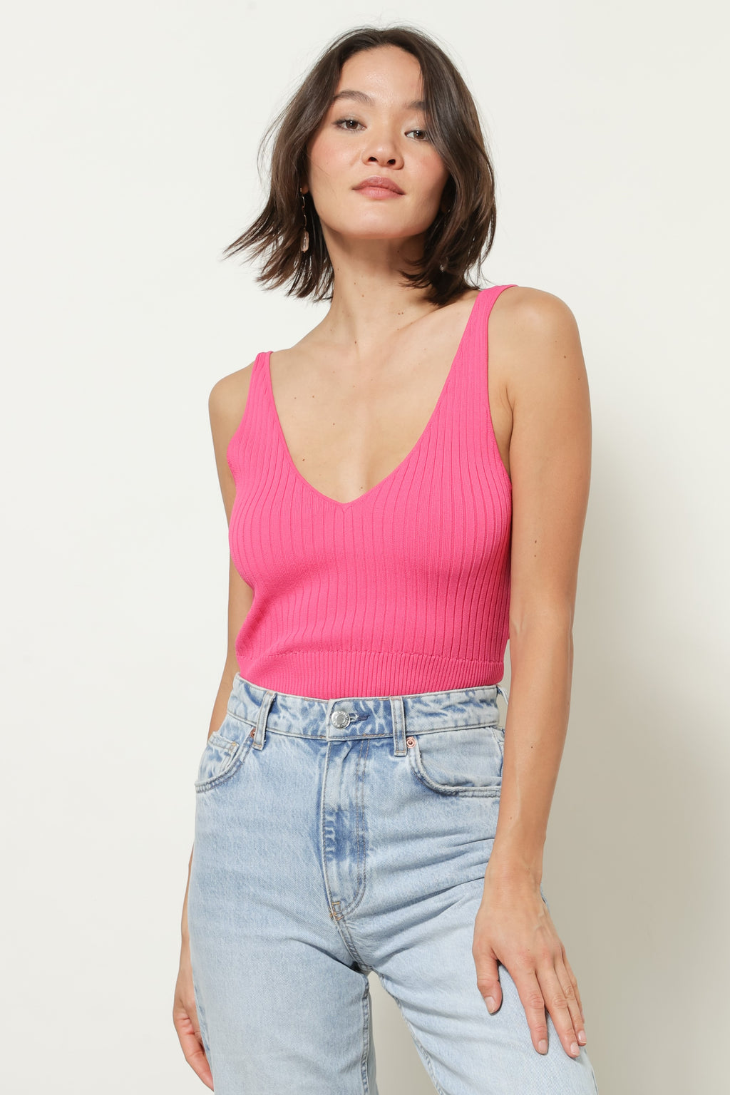 トップス ANDMARY Tiana knit bare tops pink ANDMARY】Tiana knit bare tops