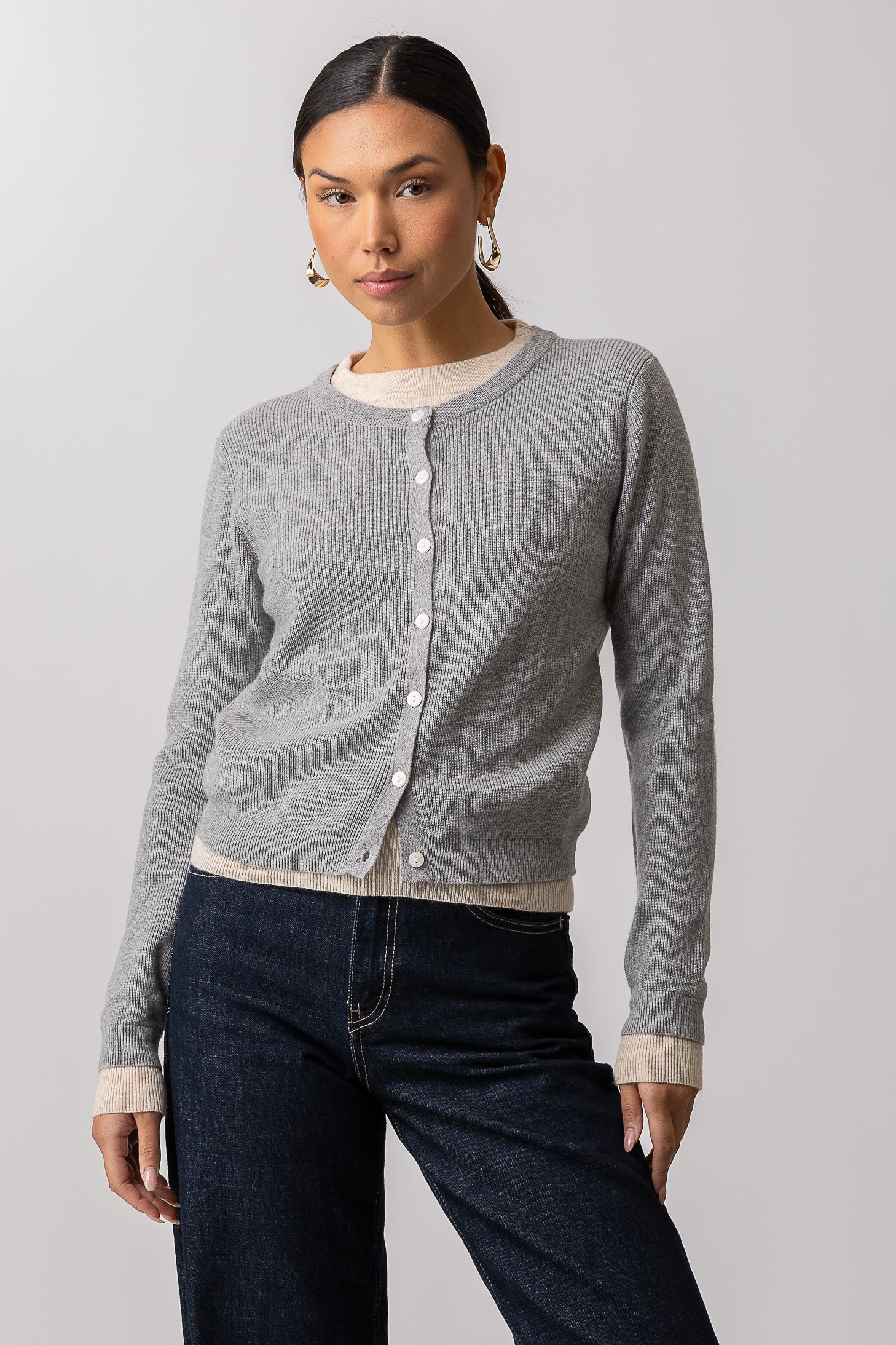 トップス OHESHIO dot two tone cardigan MUSINSA公式 | OHESHIO DOT TWO TONE CARDIGAN, NAVY