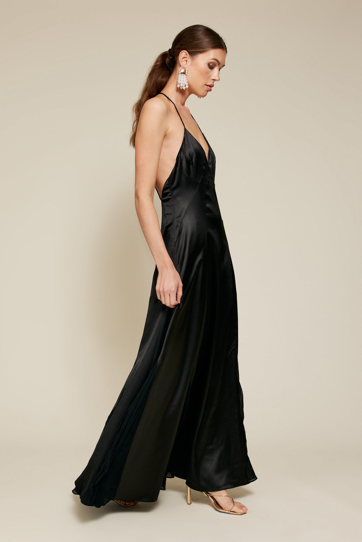 line and dot dolly satin dress Line & Dot Dolly Satin Dress in Gold