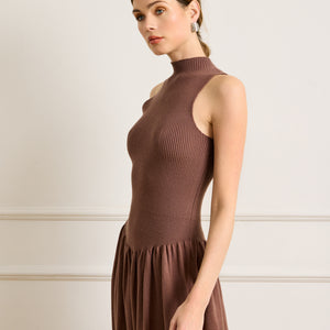 line and dot brown dress Line & Dot Ianna Sweater Dress in Chocolate Brown