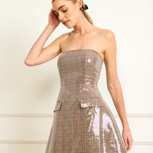 CHECKMATE STRAPLESS MINI DRESS