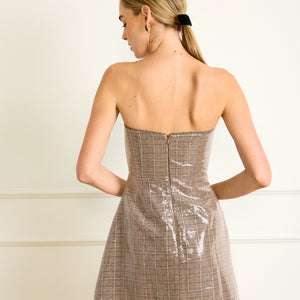 CHECKMATE STRAPLESS MINI DRESS