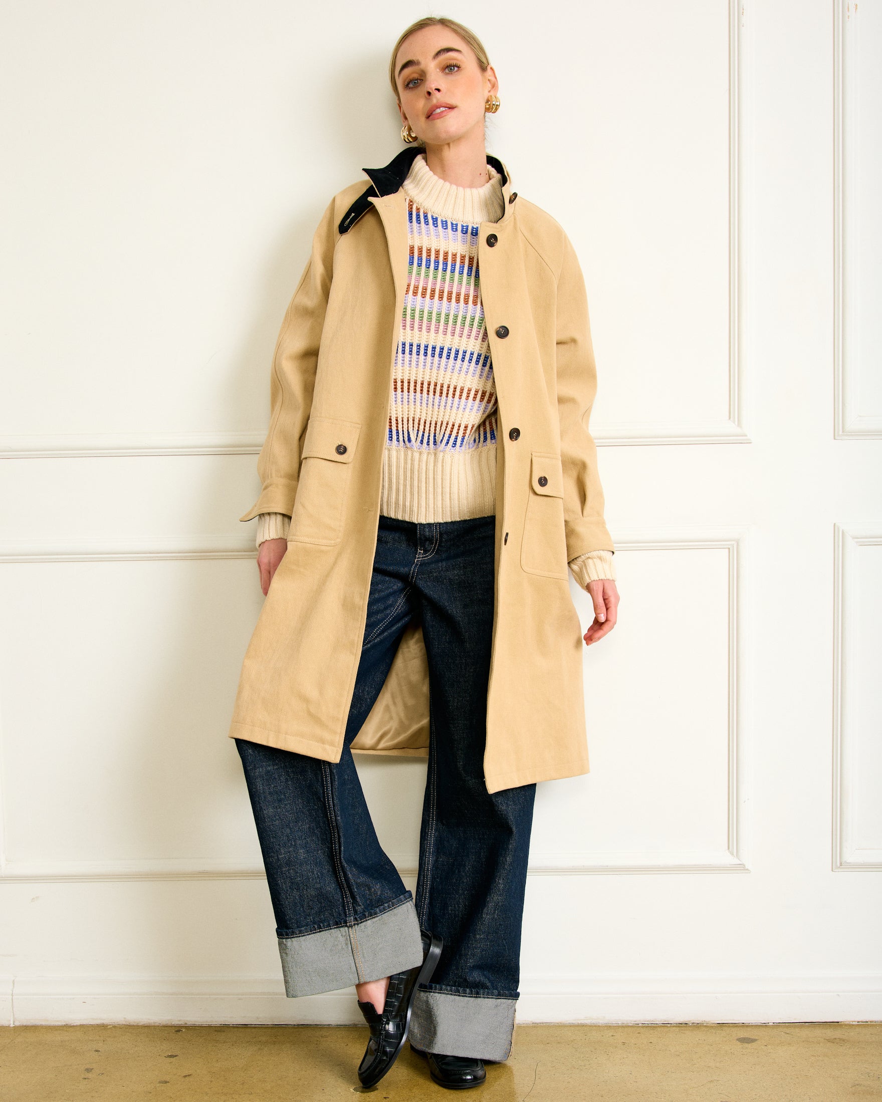 gypsohila Light Duck Coat Beige× Black Oakley coat – Line & Dot