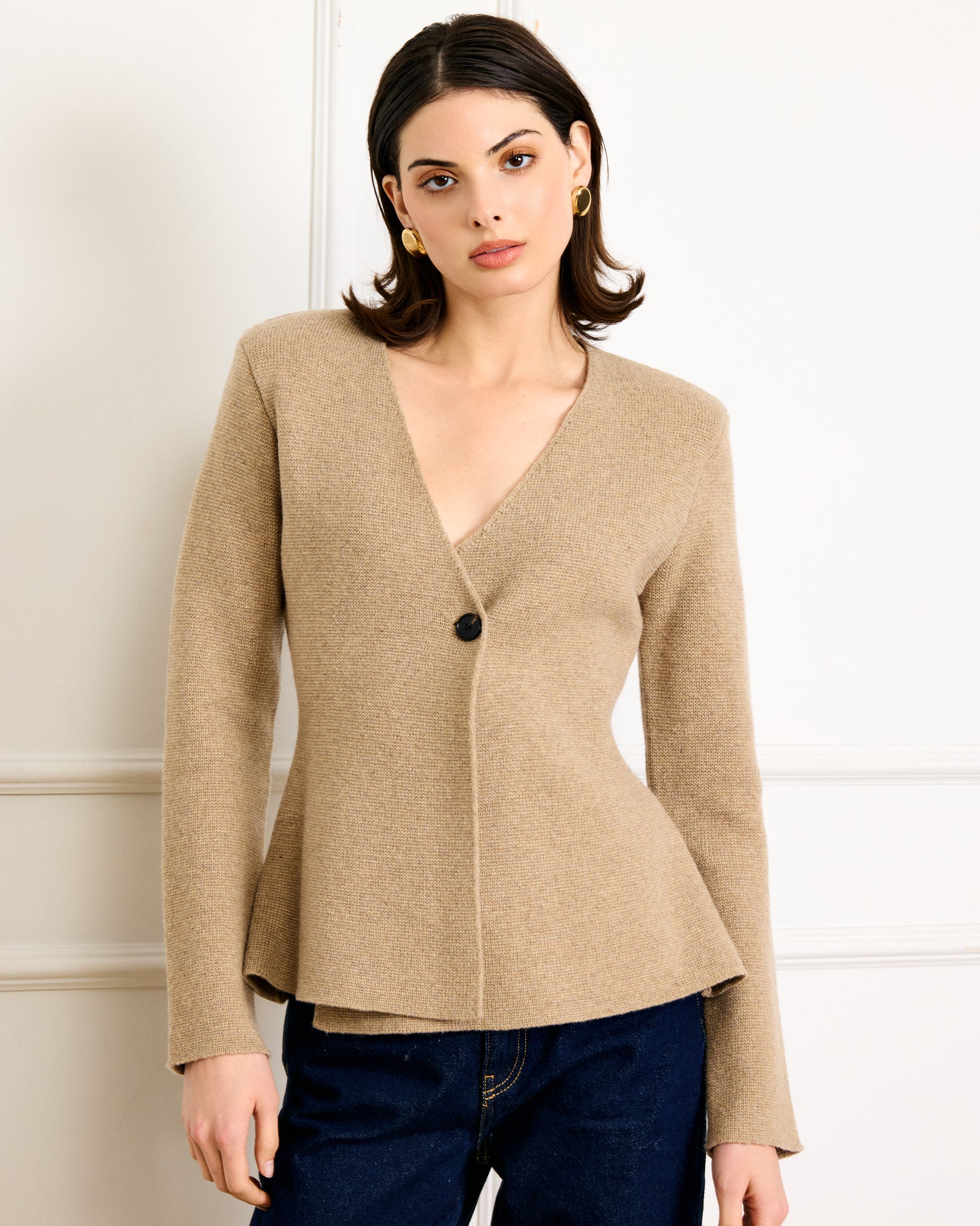 ニット+セーター andequal docking lib knit BEIGE Atleigh sweater – Line & Dot