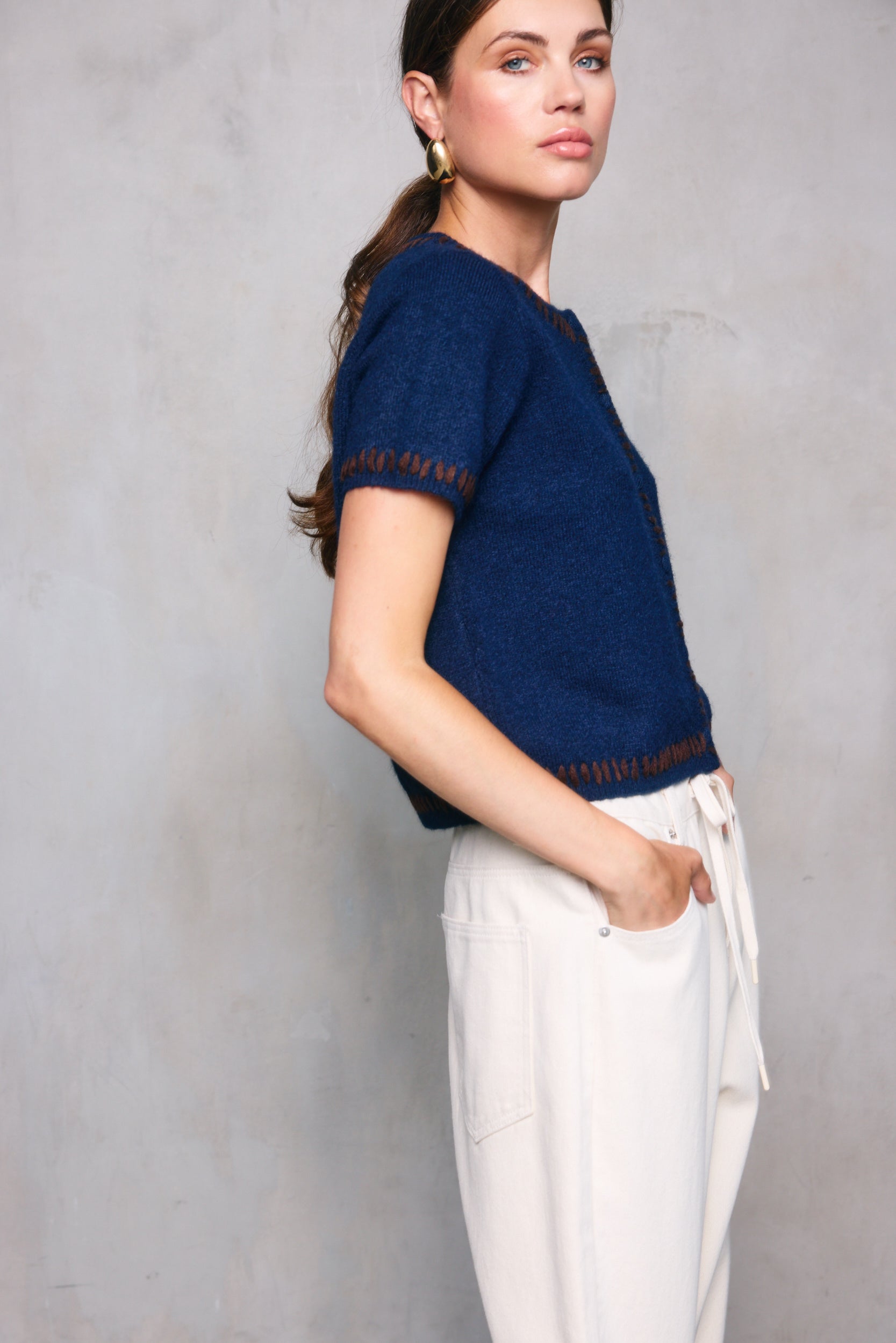 Hessa short sleeve cardigan – Line & Dot