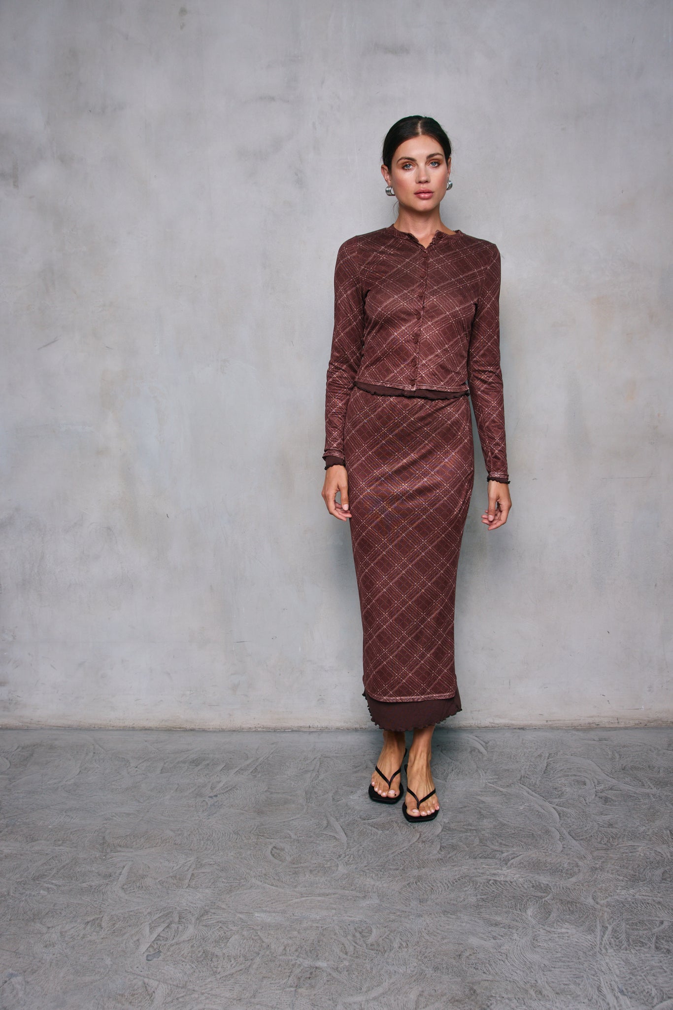 RICHARD PLAID MIDI SKIRT