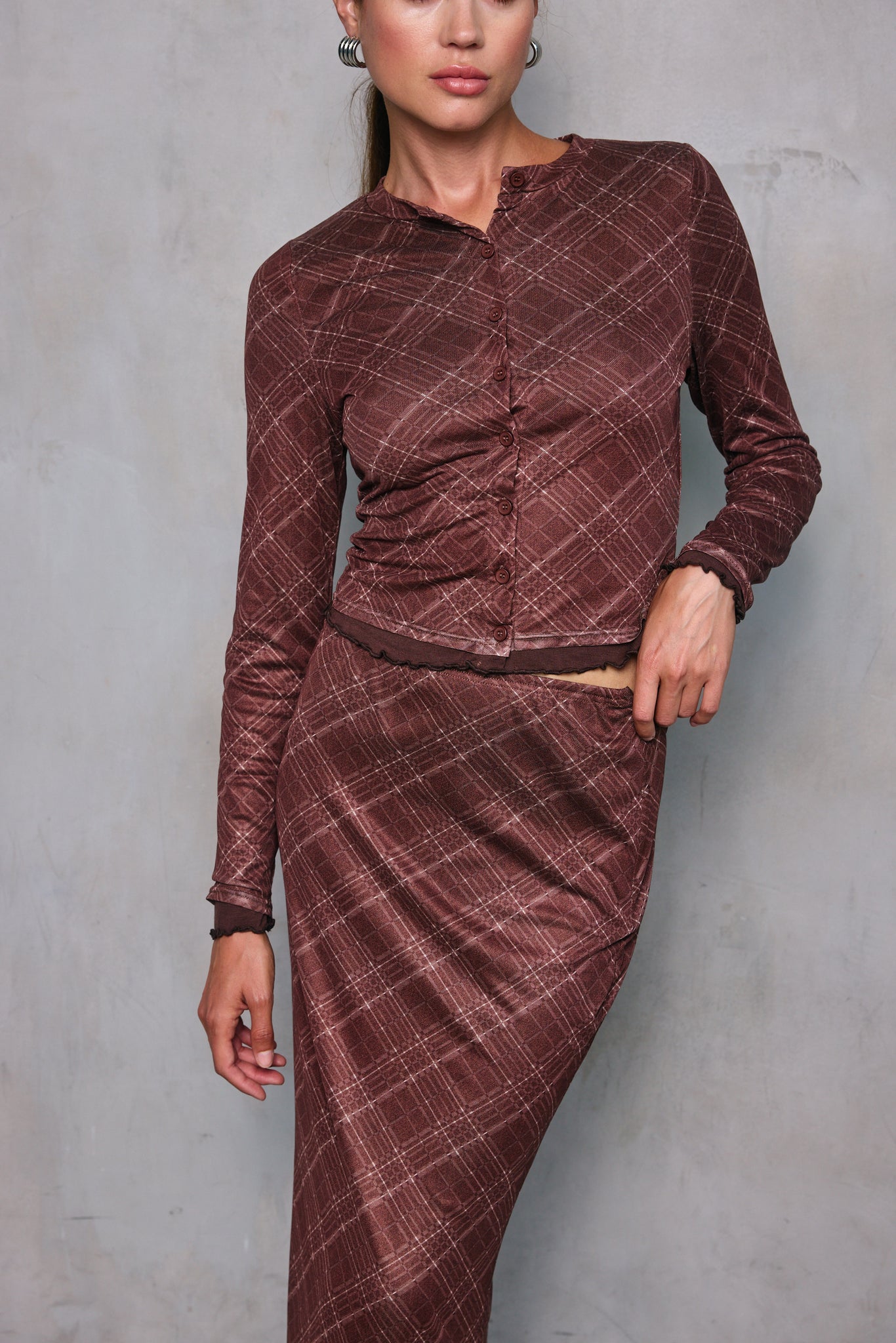 RICHARD PLAID MIDI SKIRT