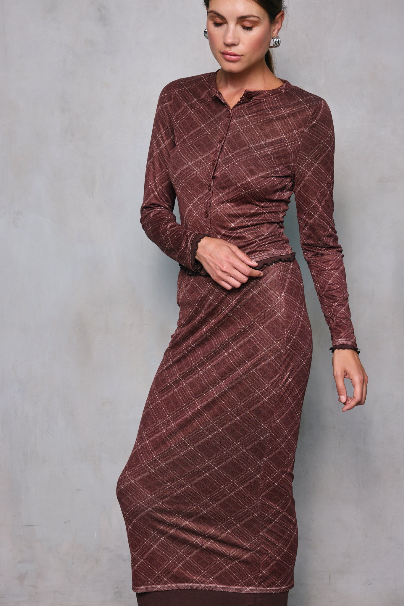 RICHARD PLAID MIDI SKIRT