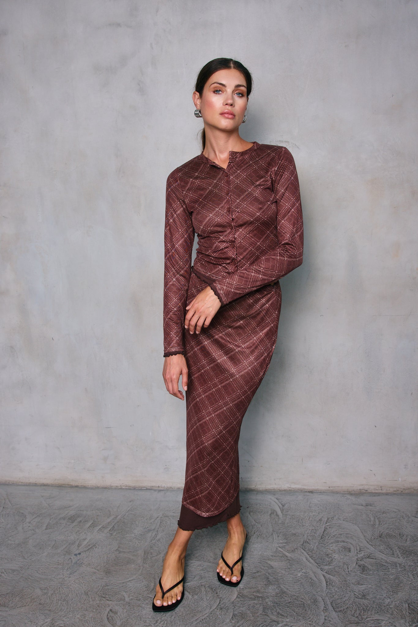 RICHARD PLAID MIDI SKIRT