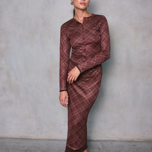 RICHARD PLAID MIDI SKIRT