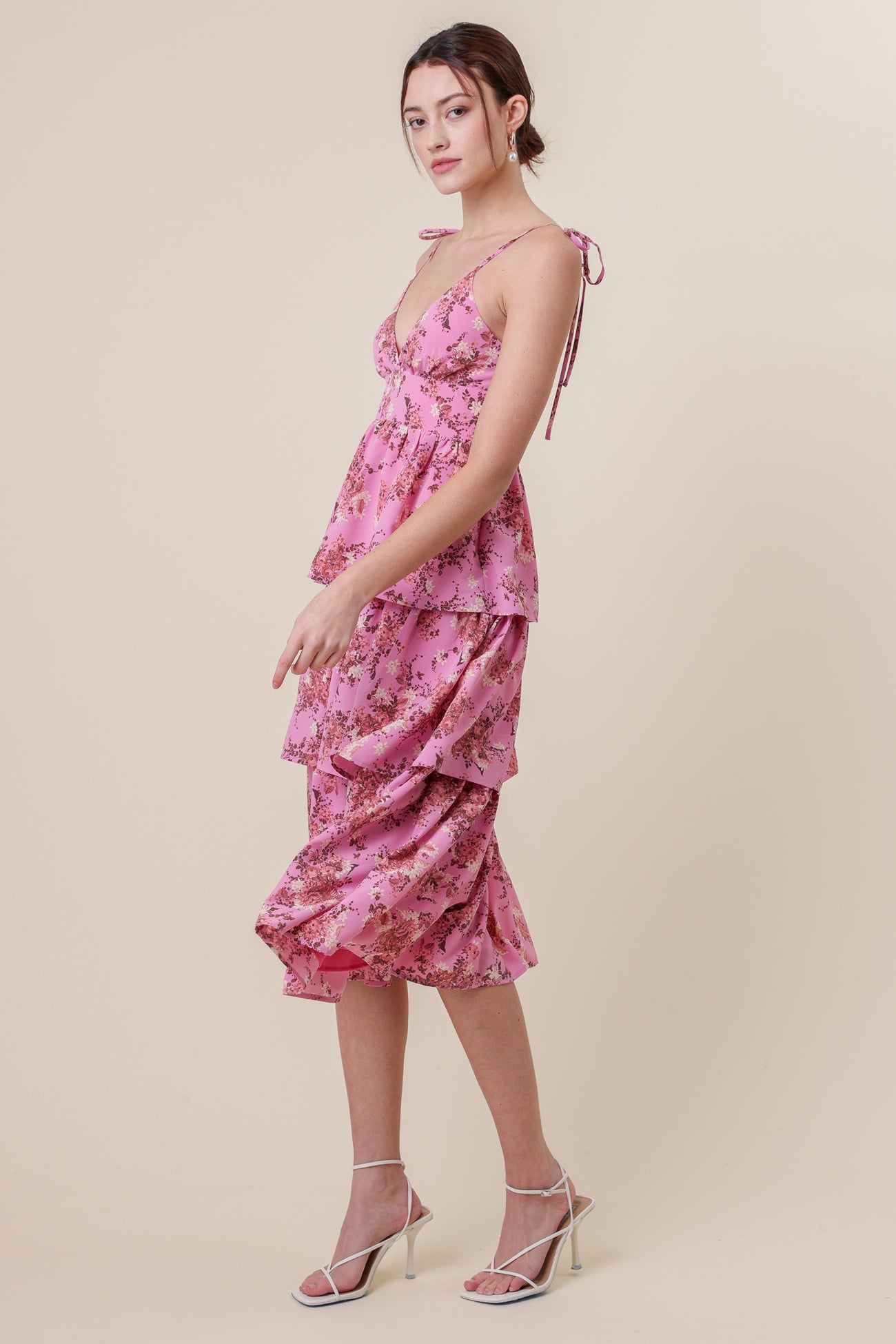floral dotted a-line dress in pink BLOOM MINI DRESS