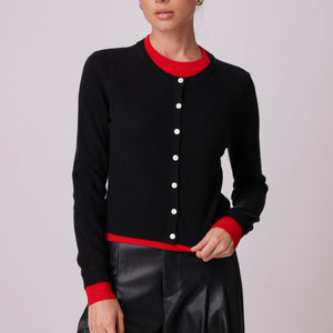 HUTCH DOUBLE LAYER CARDIGAN - BLACK AND RED