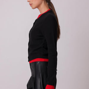 HUTCH DOUBLE LAYER CARDIGAN - BLACK AND RED