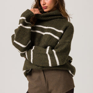 VERONICA SWEATER - OLIVE AND IVORY