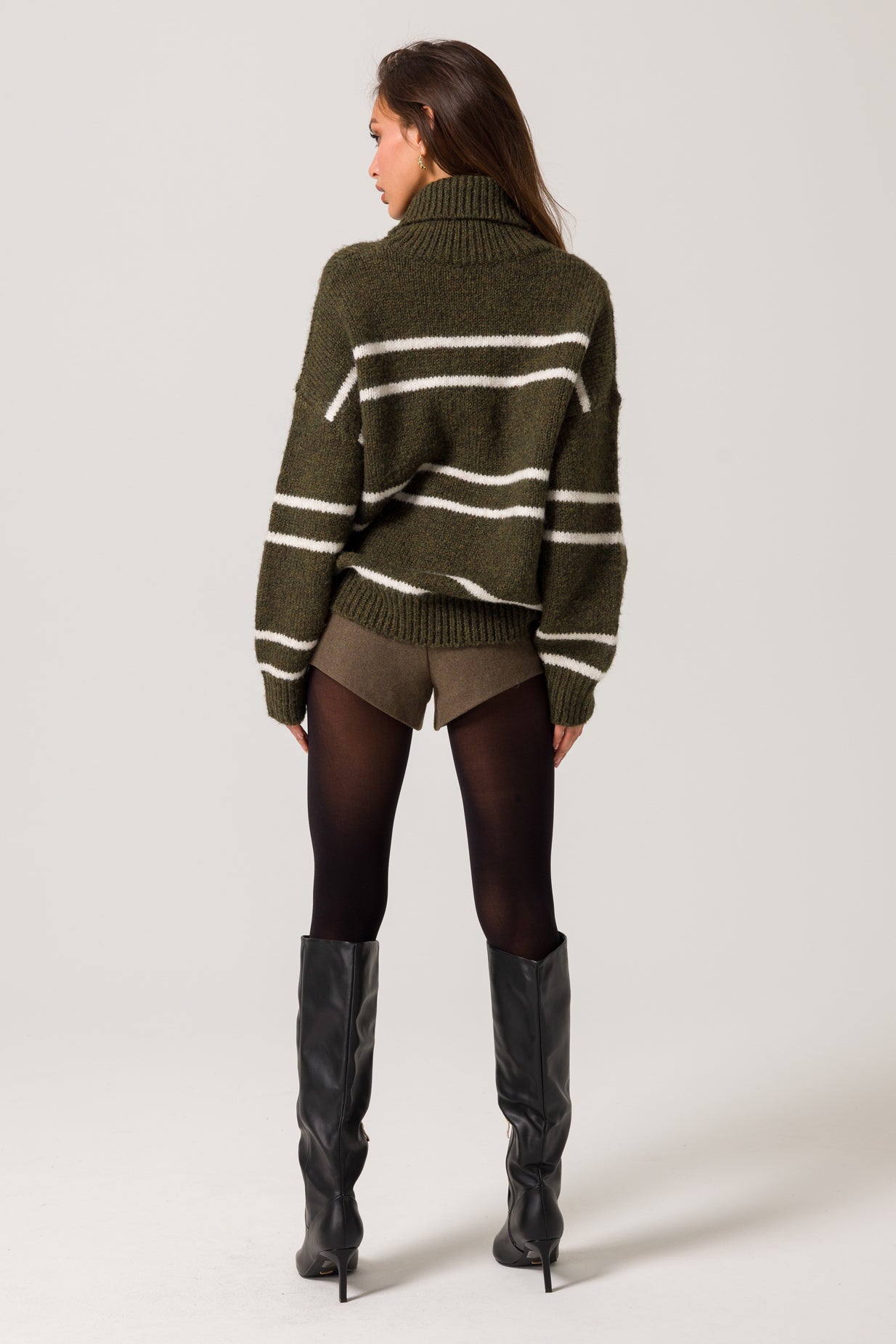 VERONICA SWEATER - OLIVE AND IVORY