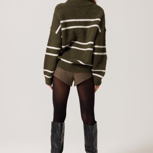 VERONICA SWEATER - OLIVE AND IVORY