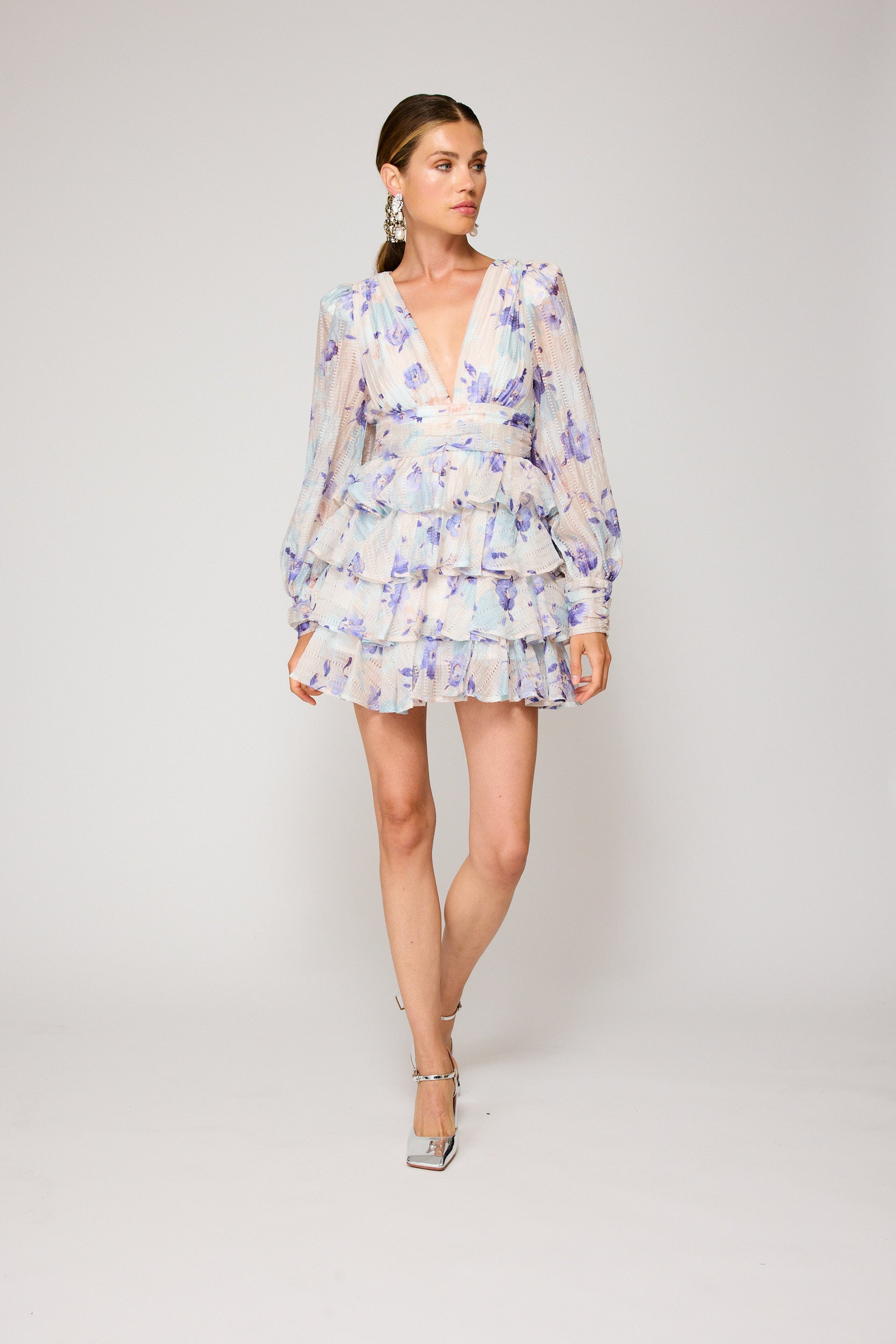 tiered circle floral lace mini dress ASOS DESIGN button through tiered lace trim mini dress in floral print