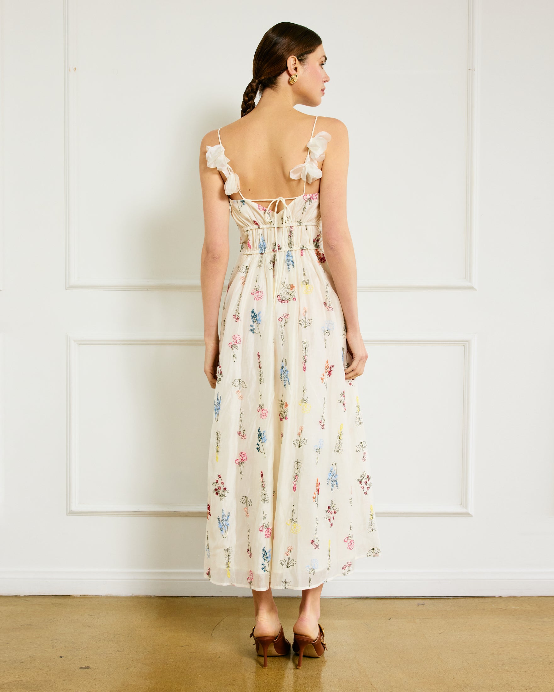 CHICLINE[チックライン] Liona Floral Chiffon Belt Dress Kiana Floral Chiffon A-Line Dress | Windsor