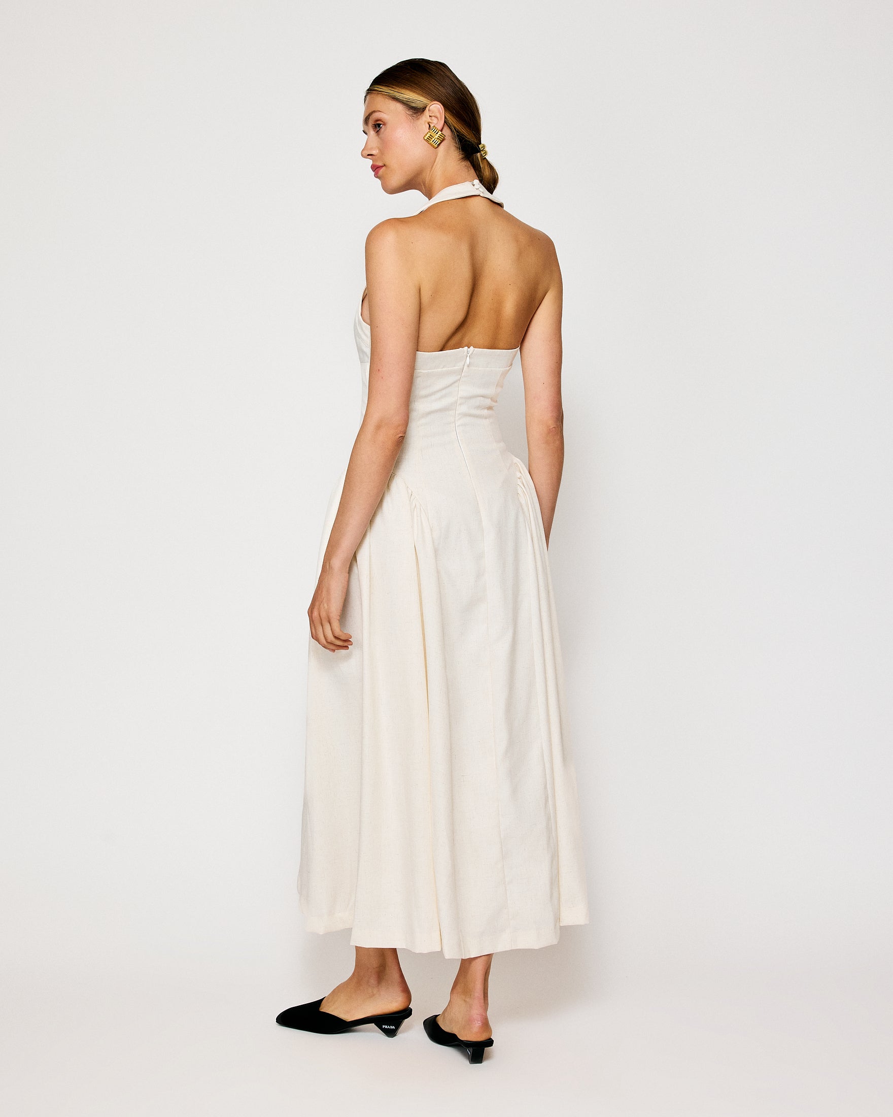 GRETA HALTER MAXI DRESS ECRU GRETA HALTER MAXI DRESS ECRU