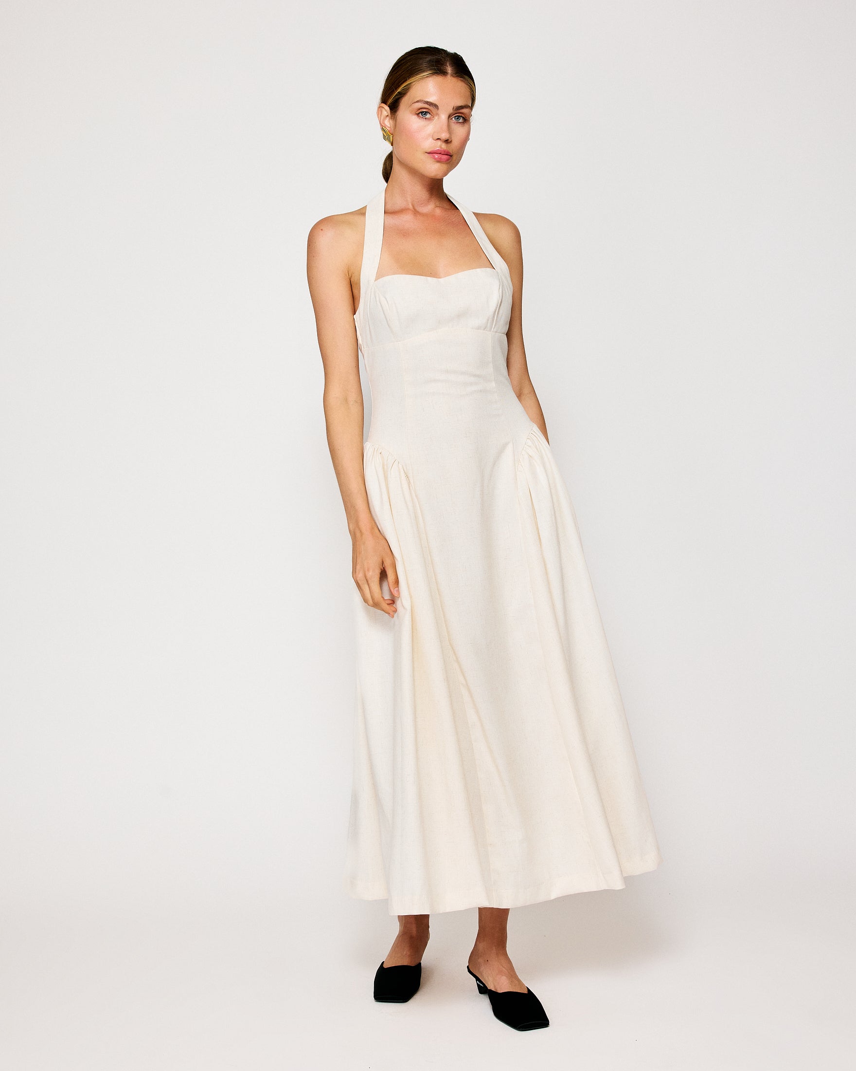 GRETA HALTER MAXI DRESS ECRU