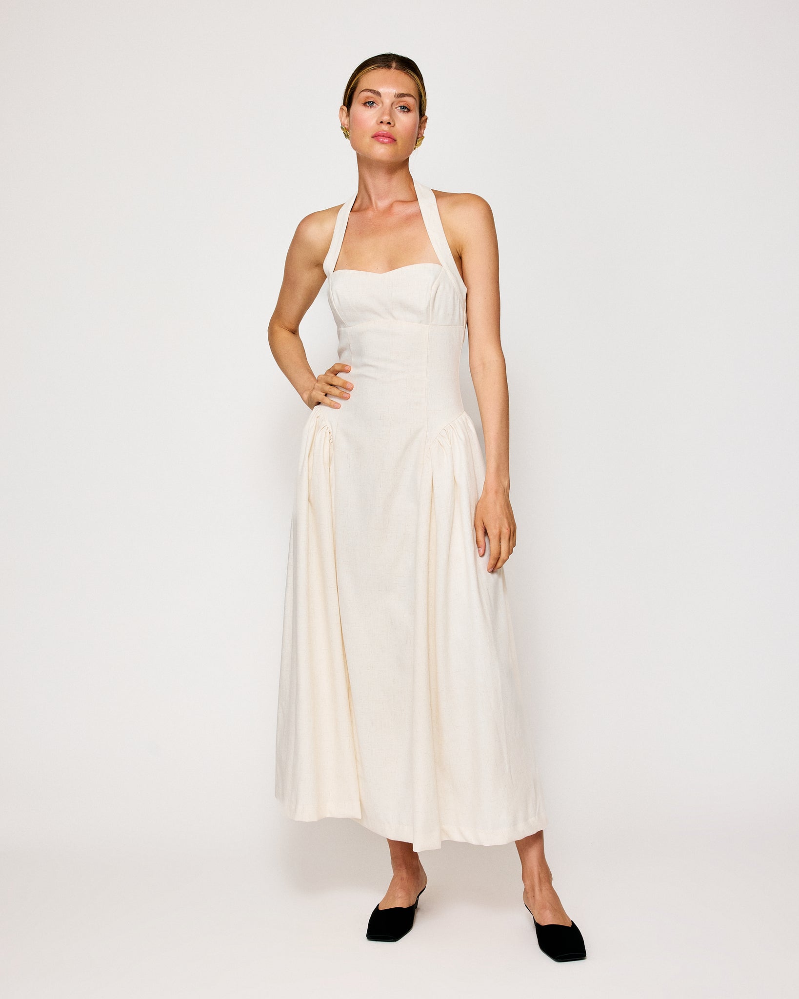 GRETA HALTER MAXI DRESS ECRU