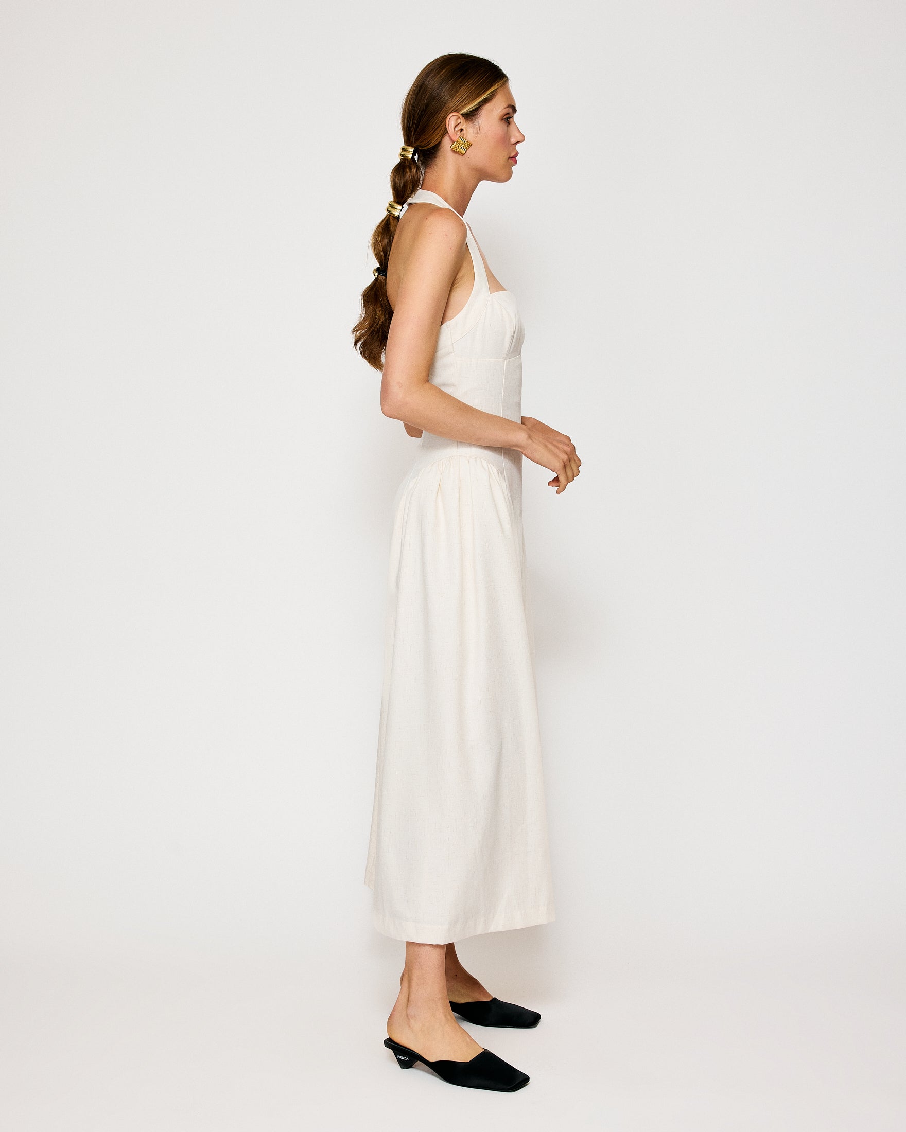 GRETA HALTER MAXI DRESS ECRU GRETA HALTER MAXI DRESS ECRU