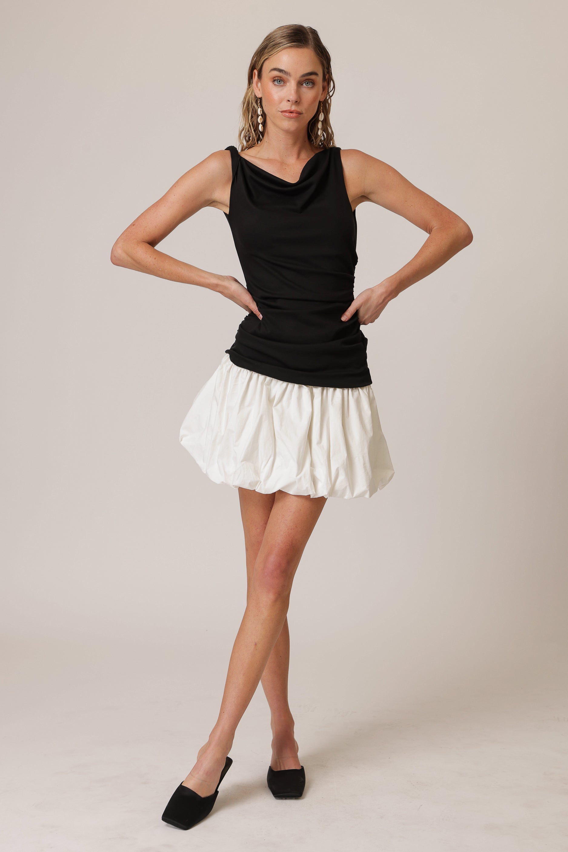 mixed media mini dress Jozie Mixed Media Mini Dress in Black M / Black