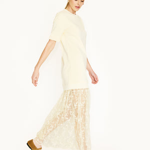 mixed media sheer skirt dress ASTR the Label | Mandy Halter Mixed Media Dress in White