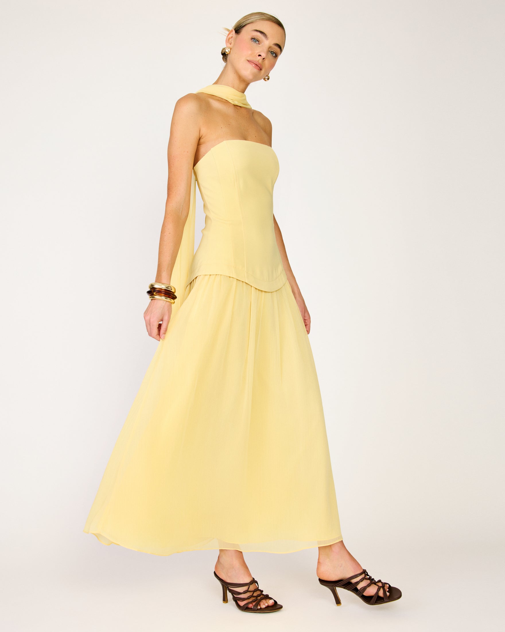 line and dot strapless dress AVERY STRAPLESS DRESS