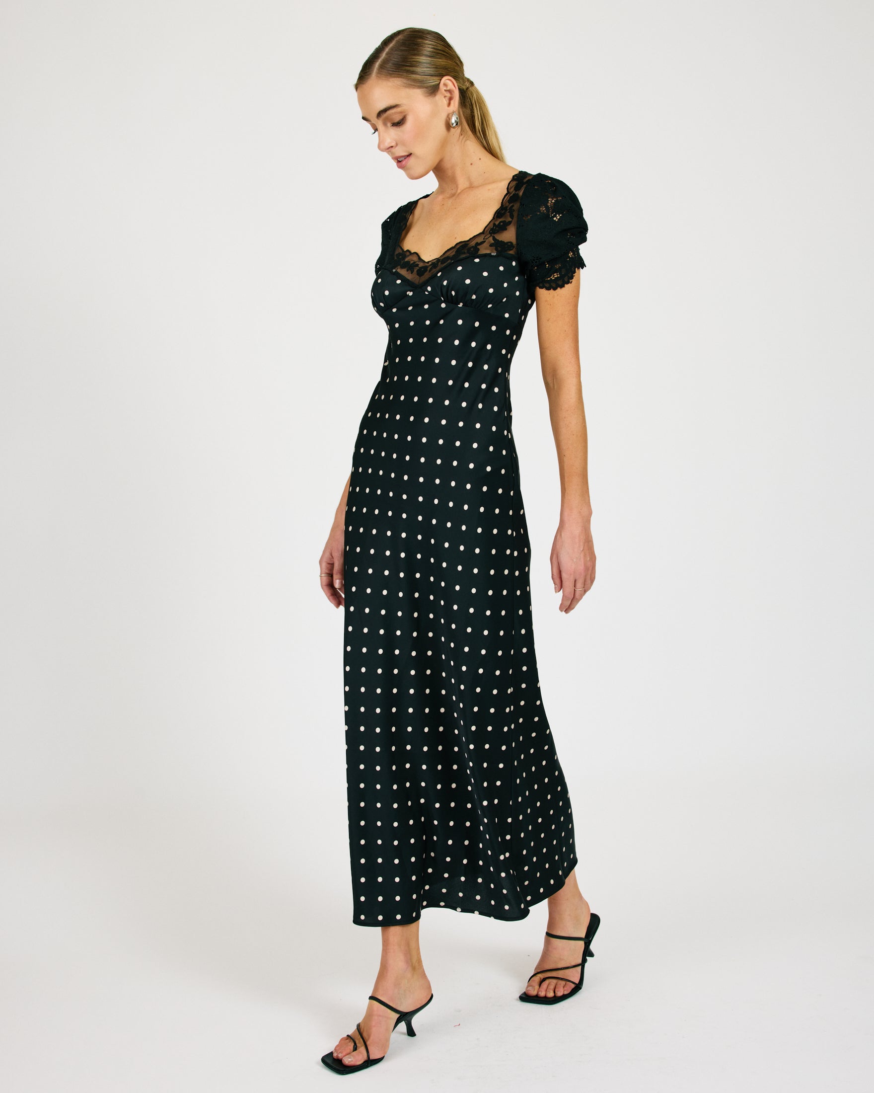 line and dot polka dot dress Polka Dot A-Line Maxi Dress Women O-Neck Sleeveless