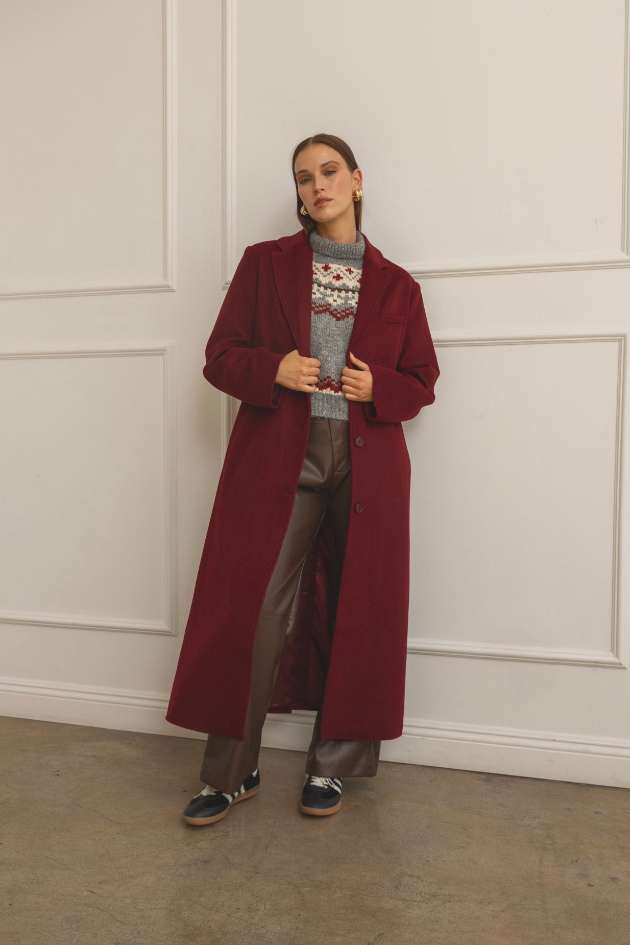 Line good and Dot Long Oversized Coat