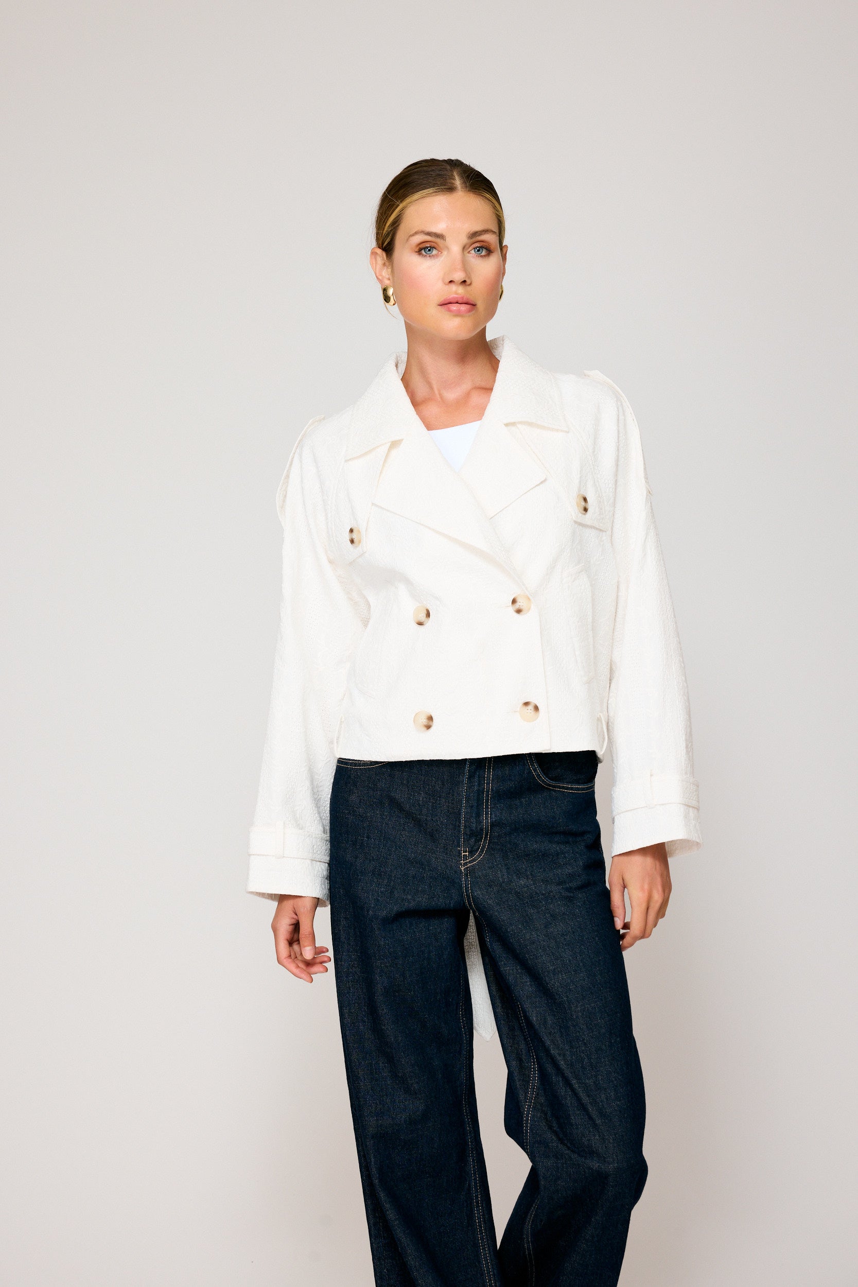 品揃え豊富で jacket trench crop Bendetta – Dot & Line ジャケット・アウター