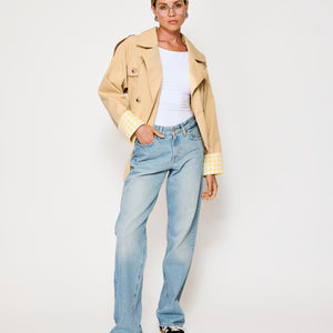 ALBA CROP TRENCH JACKET WITH GINGHAM CHECK CUFFS