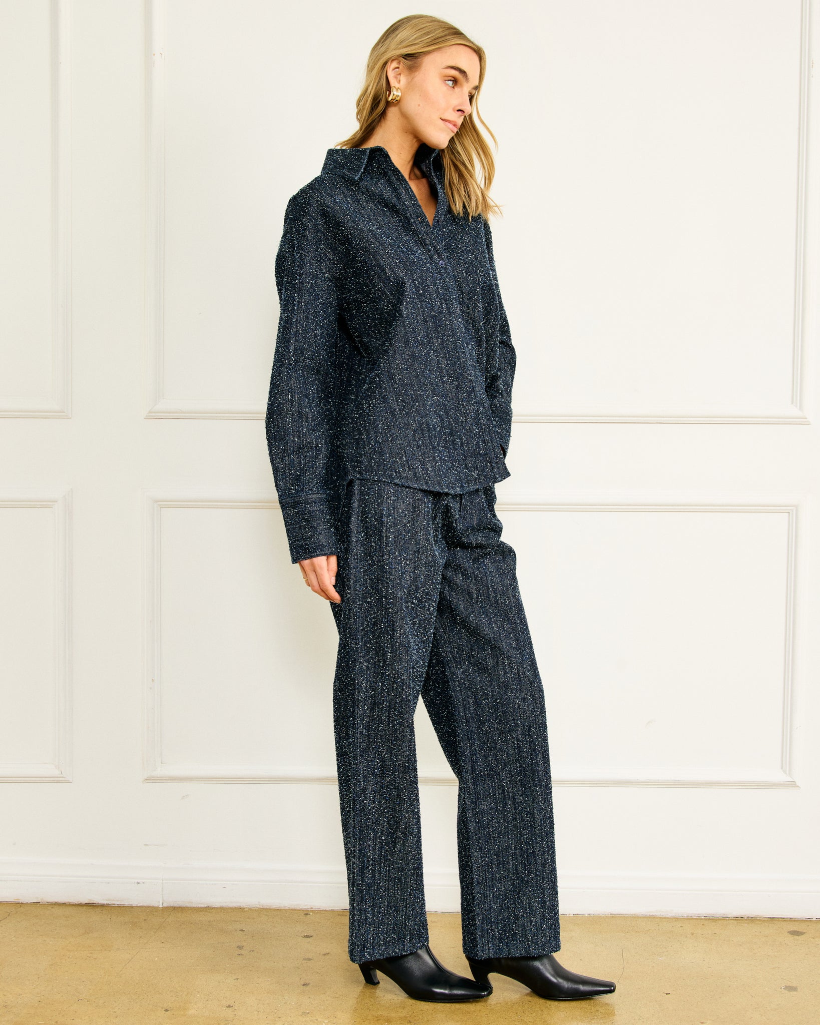 NIKKA PEBBLED DENIM PANTS