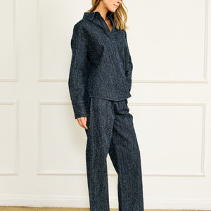 NIKKA PEBBLED DENIM PANTS