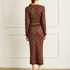 RICHARD PLAID MIDI SKIRT