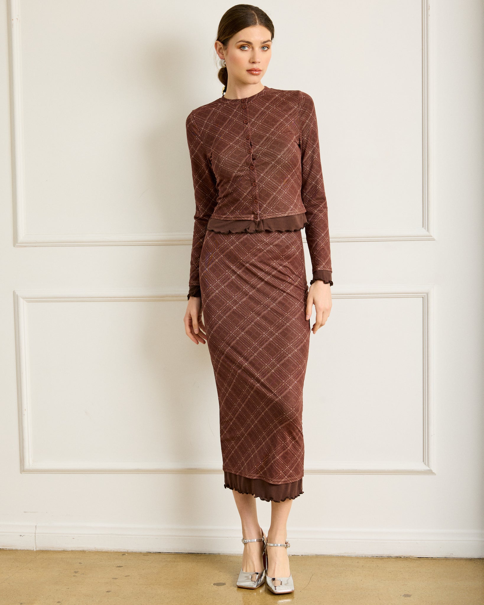 RICHARD PLAID MIDI SKIRT