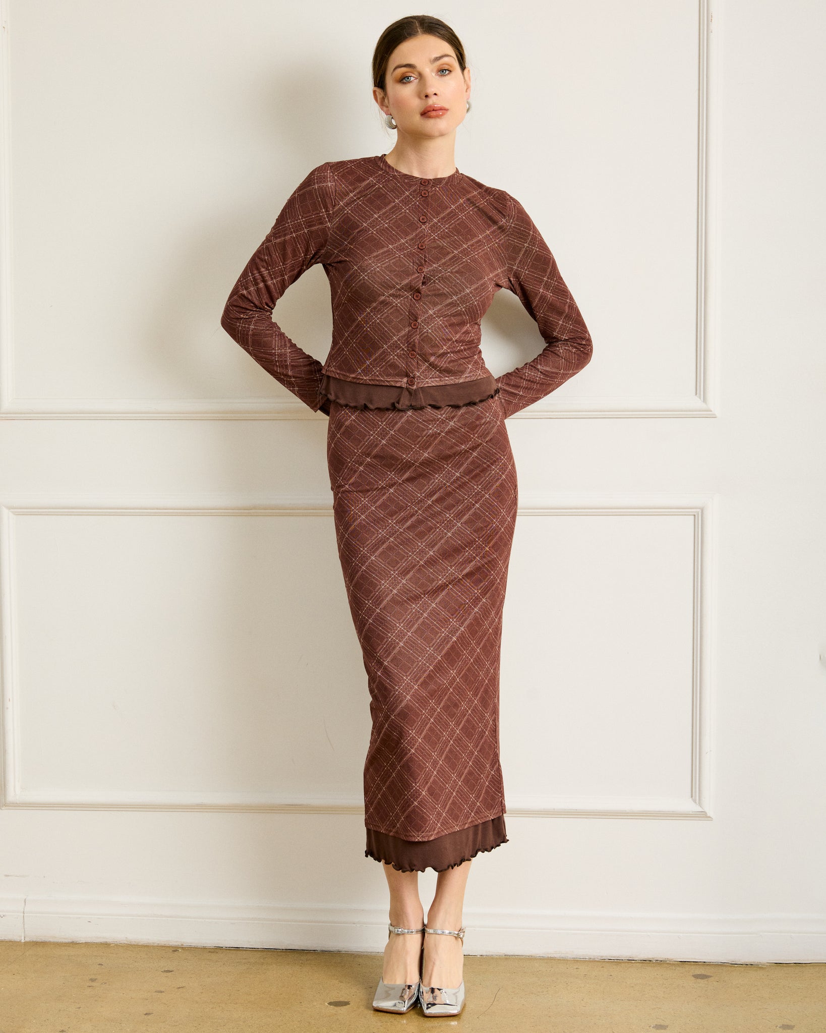 RICHARD PLAID MIDI SKIRT