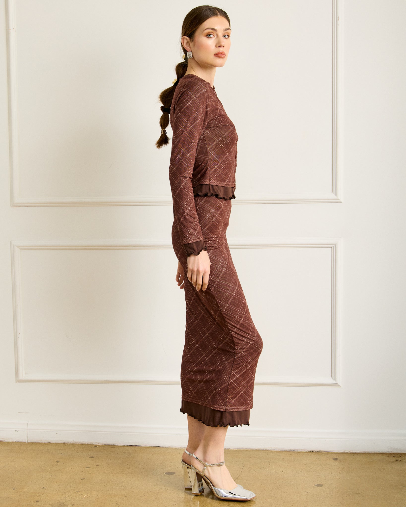RICHARD PLAID MIDI SKIRT