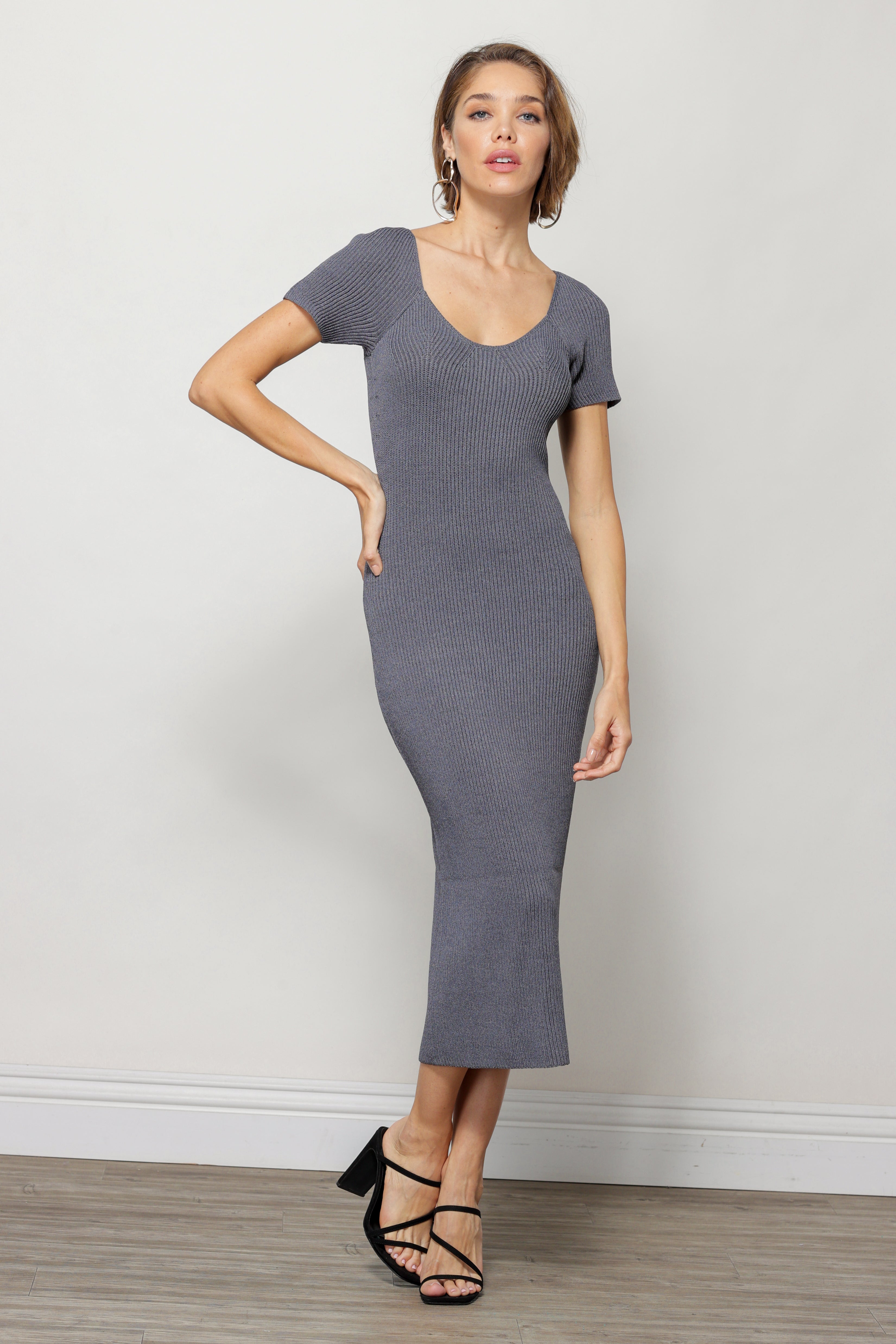 MELISSA SWEATER MIDI DRESS CHARCOAL GREY MELISSA SWEATER MIDI DRESS CHARCOAL GREY