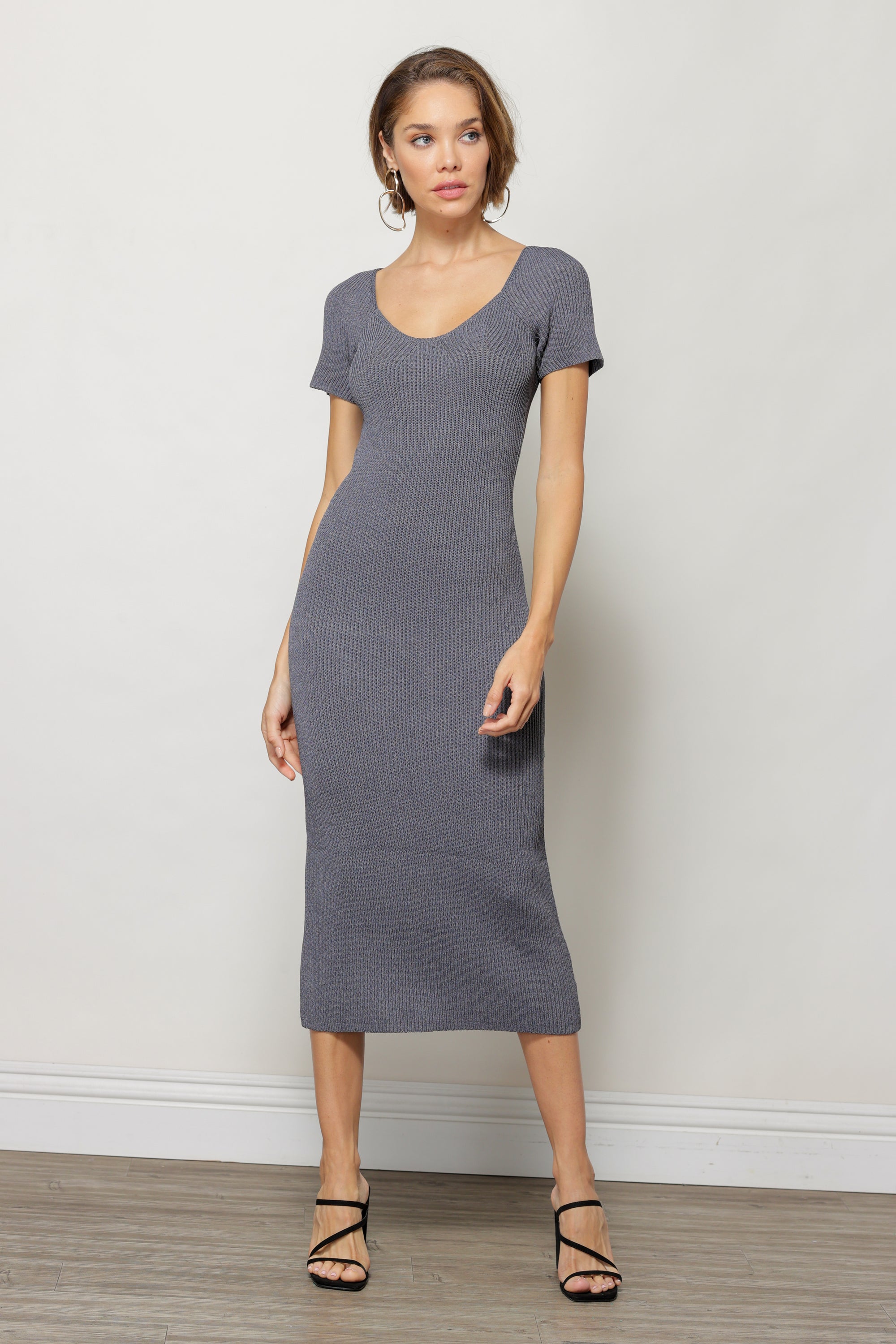 MELISSA SWEATER MIDI DRESS CHARCOAL GREY Line & Dot MELISSA SWEATER MIDI DRESS CHARCOAL GREY Line & Dot