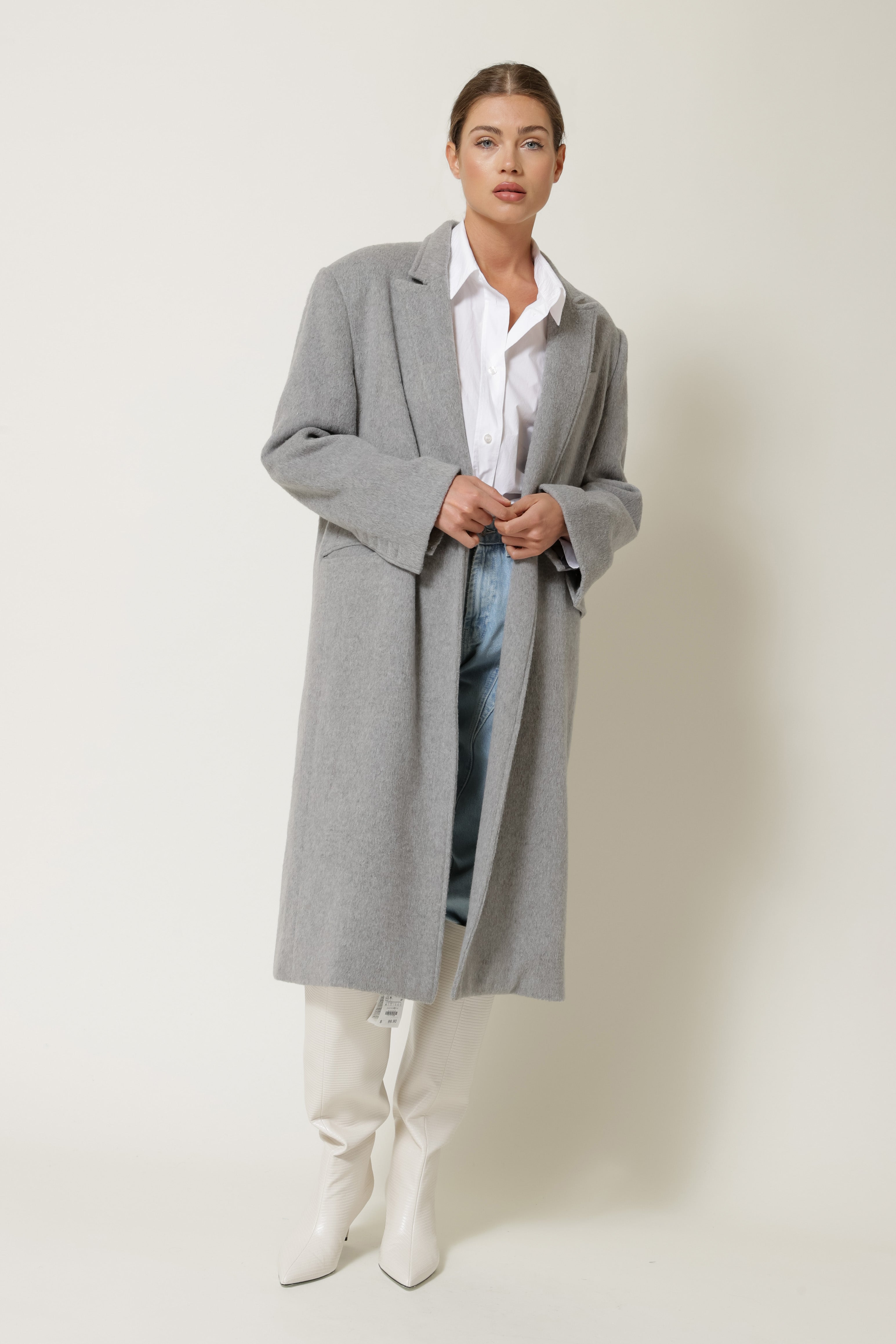 WHITE LINE　Oliled Cotton Down Coat　ブラック Riley Wrap Around Belted Long Line Coat DESERT WHITE