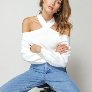 ARIANA COLD SHOULDER SWEATER