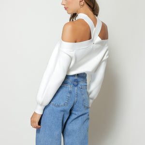 ARIANA COLD SHOULDER SWEATER